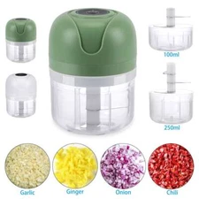 250ML+100ML Mini Electric Garlic Food Chopper Grinder Blender USB Rechargeable
