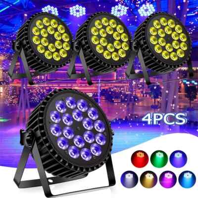 4STK  18 LED Par Strahler RGBW Bühnenbeleuchtung DMX512 Discolicht Scheinwerfer