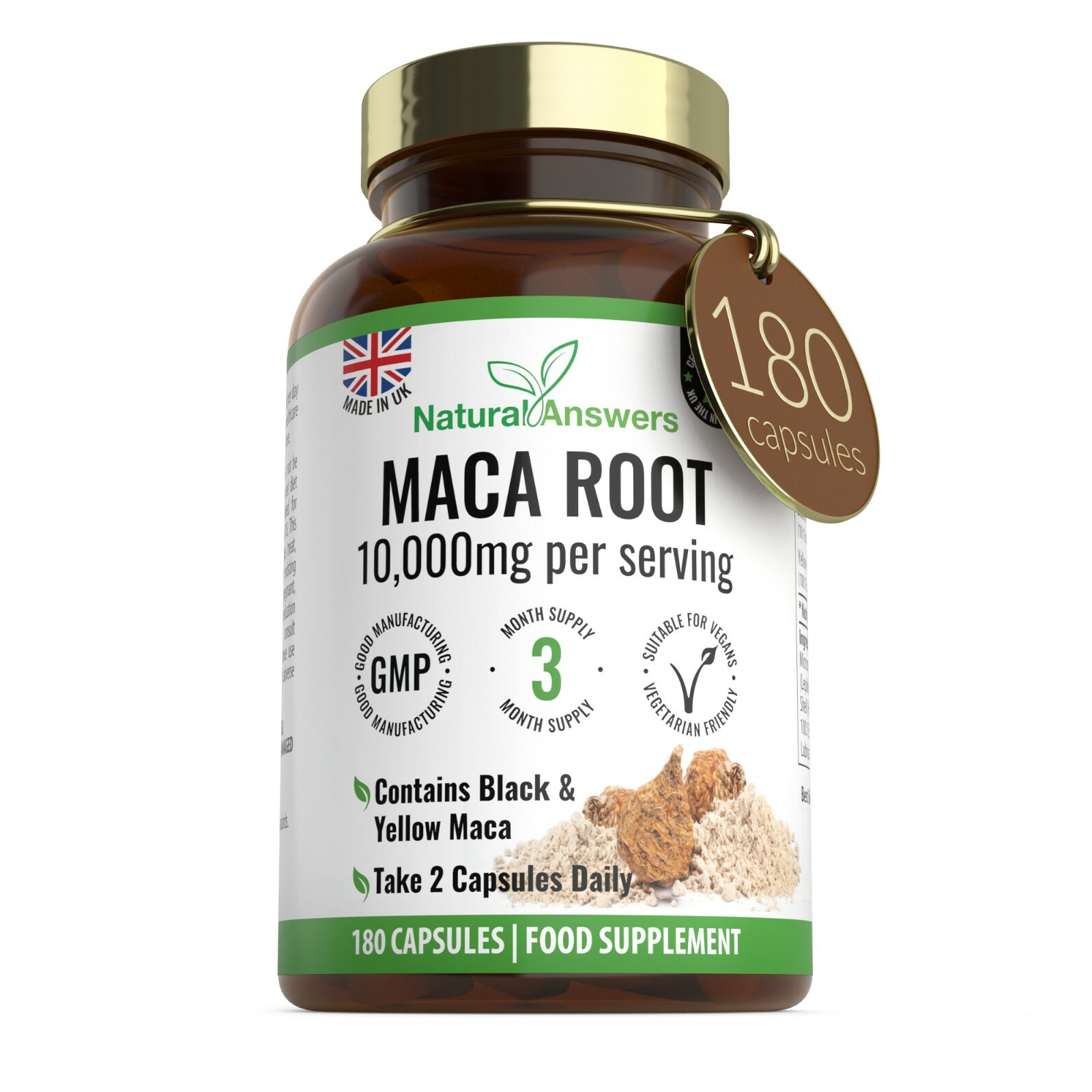 MACA ROOT HIGH STRENGTH EXTRACT CAPSULES 10,000mg 180 VEGAN 3 MONTH SUPPLY