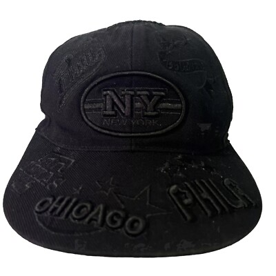 Ethos K & B Black Fitted Baseball Cap Hat Size Large Raised Letters NY