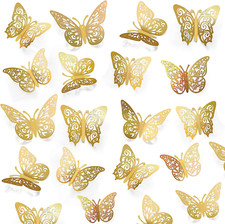 72 Pcs Gold Butterfly Decorations 3 Sizes 4 Styles 3D Butterfly Wall Decor Bu