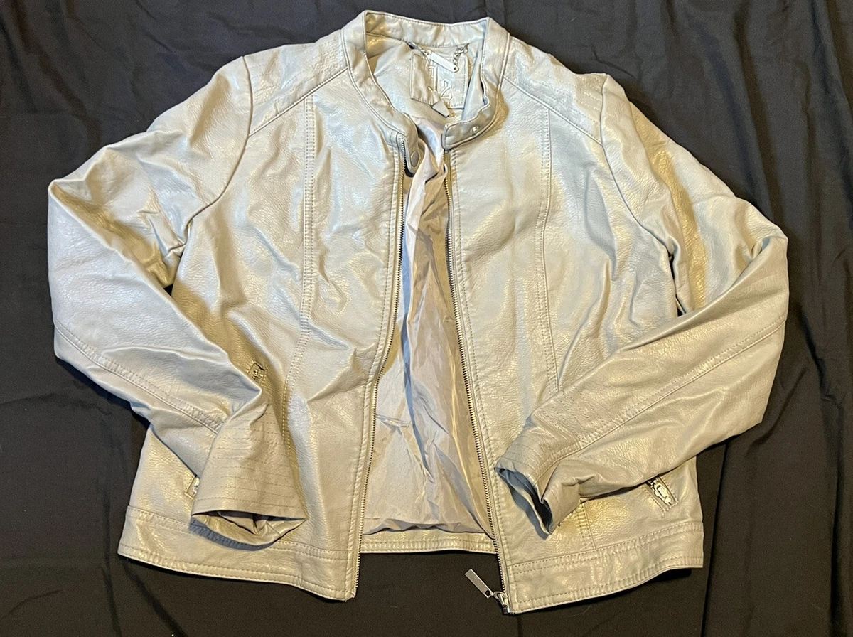 J2 By Jou Jou Large Grey Faux Leather Zip Up Jacket eBay