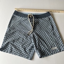 Fair Harbor Board Shorts Mens 32 Blue Geometric Unlined Swim Trunks Bathing Suit