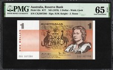 Australia 1 Dollar P42c R77 1979 Knight Stone PMG65 Gem UNC EPQ Banknote Money