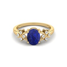 8X6 MM Oval Lapis 925 Sterling Silver Yellow Plated Solitaire Celtic Women Ring