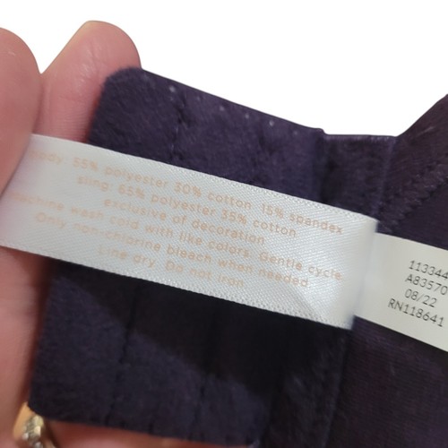 Cacique Size 54B No Wire Unlined Full Coverage Bra Lane Bryant Purple Cotton - Picture 11 of 12