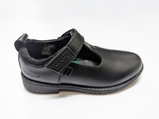 Girls KICKERS Black Leather Shoes New T-Bar Strap Fastening Lachly School 8-2.5