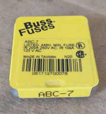 Pack of 5 Buss ABC-7, 7A 250V Fast Acting (Fast Blow) Ceramic Body Fuses