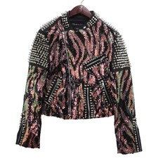 Sequin Studded Biker Motorcycle Jacket