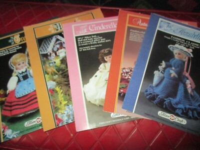 LOT Of 5 Vintage CROCHET Doll CLOTHES PATTERN Leaflets - 1980's to 1990's - #2