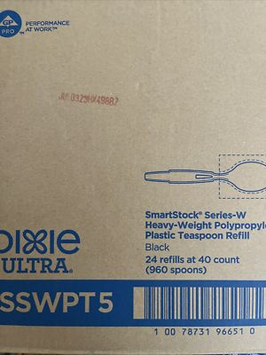 #ad Dixie Ultra Polystyrene Soup Spoon Refill Black SSWPT5 Heavyweight 960 TeaSpoons $20.00