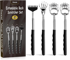 4Pcs Back Scratcher, Extendable Back Massager Tool with Rubber Handle-Telescopic