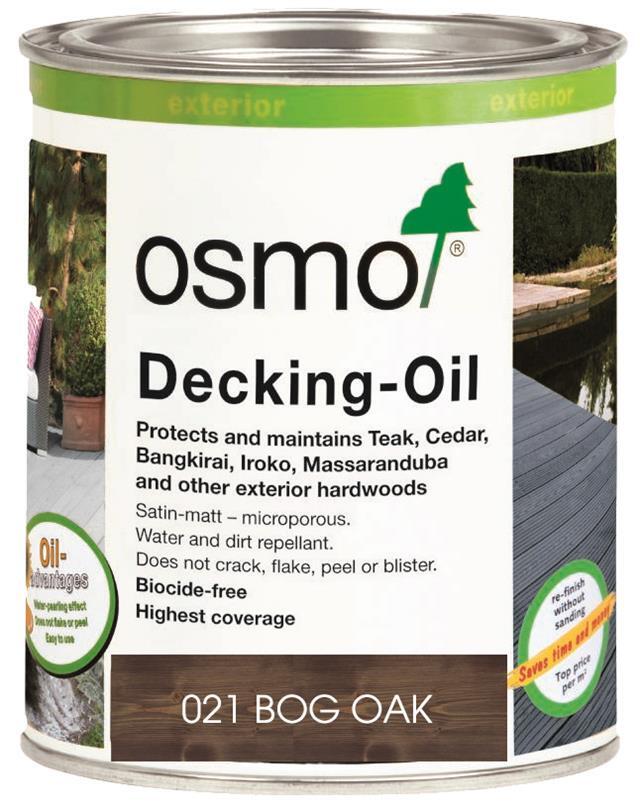 Osmo 021 Wood / Decking  Oil Bog Oak Natural Shade Transparent 750ml