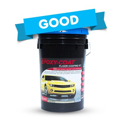 ''GOOD'' Full Epoxy Floor Coating Kit 500 sq. ft. 9.7 mil with 1/4'' flake