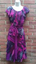 Sophie Gray Chiffon Pink Purple Grey Black Dress Size UK 10 EU 38 Races Wedding