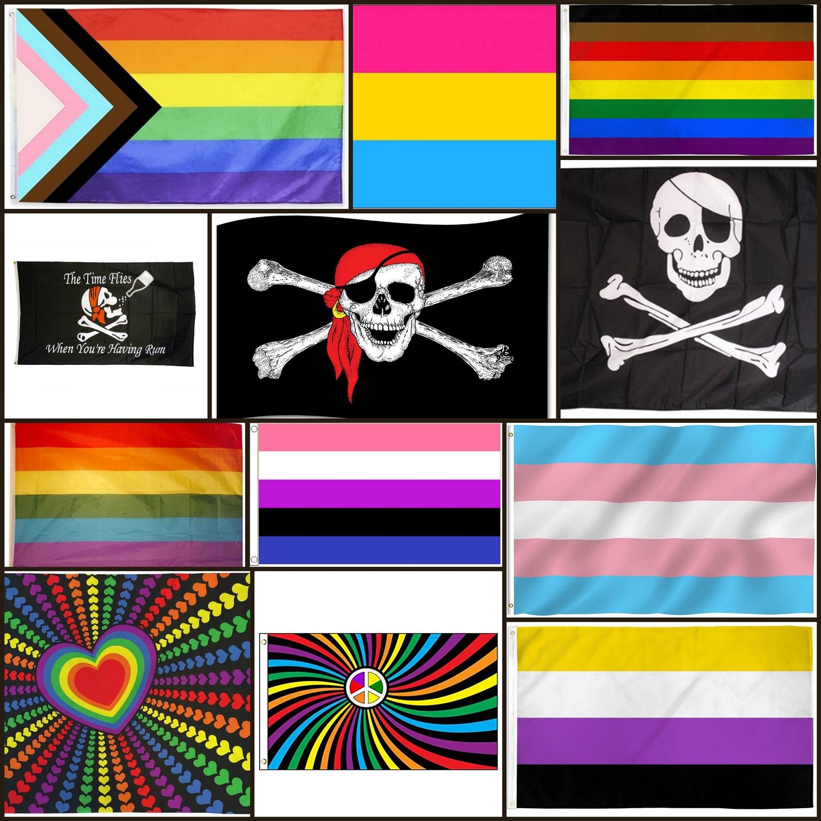 5X3FT Pride Festival Flags LGBT Pirate Skull Rainbow Peace Large Party ...