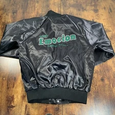 Vintage Auburn Grupo Emocion Sinaloa Mexico Satin Jacket Medium Black Bottom