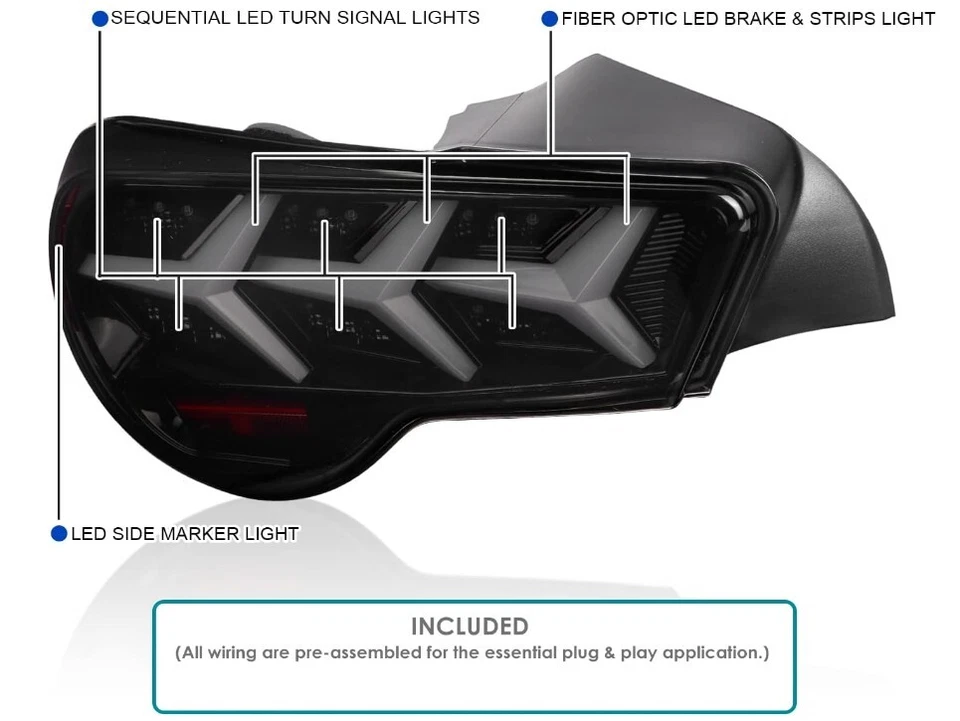 Luces traseras LED de humo negras Spec-D Tuning + LED secuenciales, 2013-2016 FR-S, BRZ Foto 3 de 4