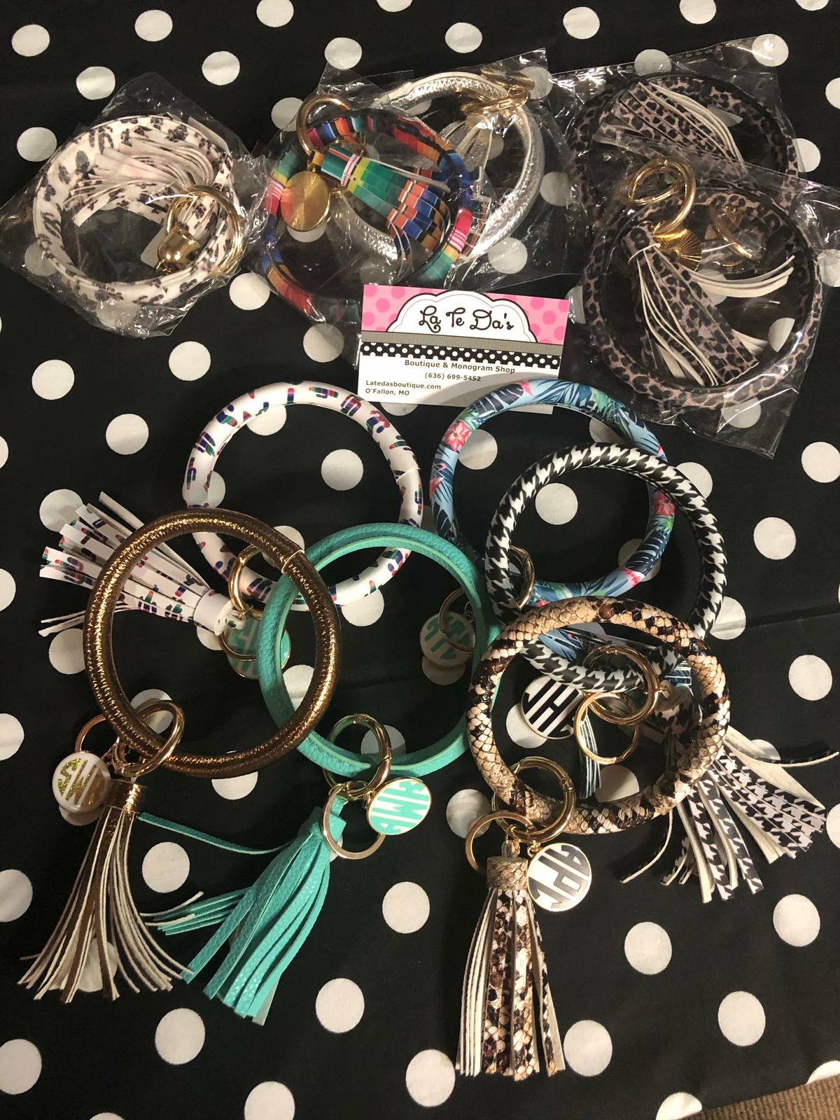 Personalized Monogram Bangle Bracelet with Keychain Charm-image