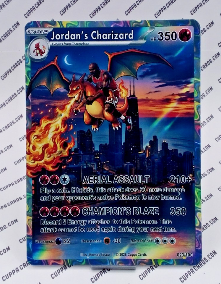 Michael Jordan's Charizard ✱ Custom Gift Art Card on Authentic Genuine Pokemon