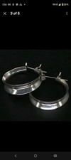 Chic VTG .925 Mexico Sterling Silver Concave Hoop EARRINGS Wide 1 1/8in