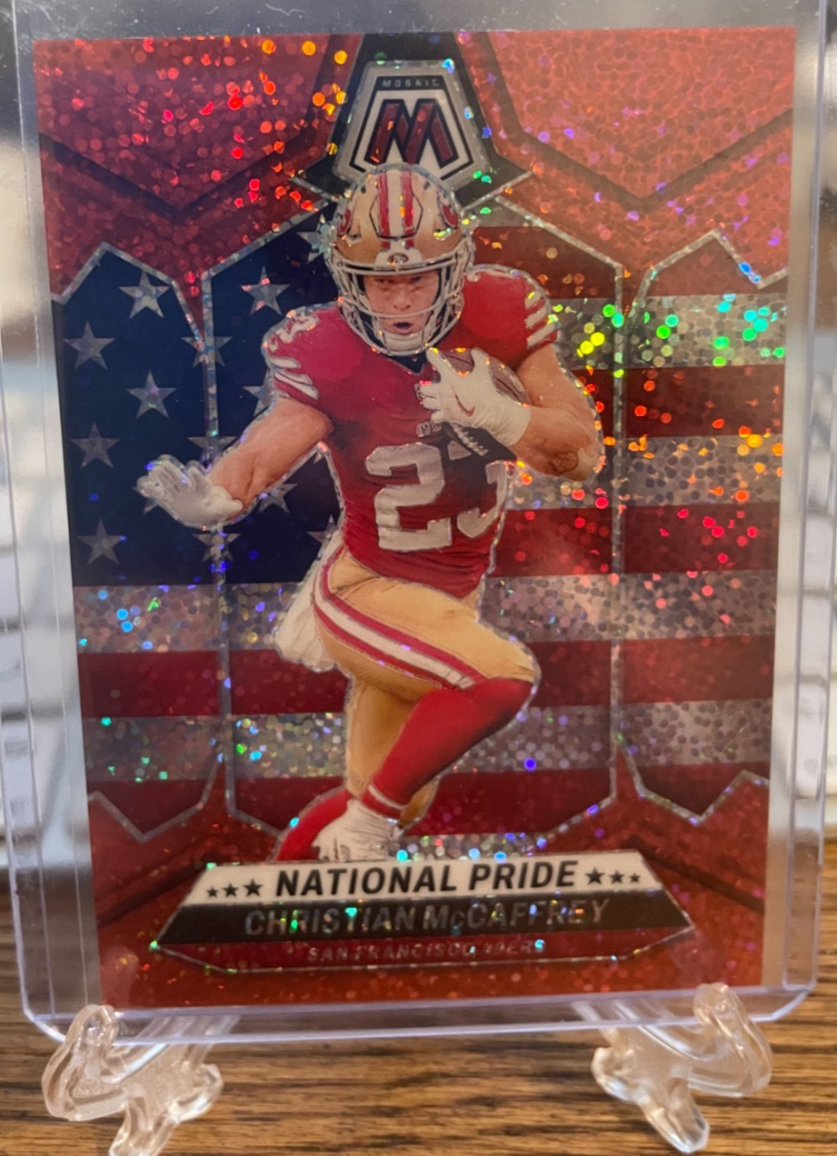2024 Mosaic Christian McCaffrey SP RED SPARKLE Prizm National Pride Niners