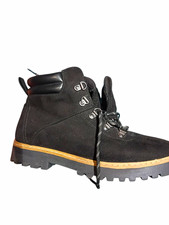 Sonoma Black Lace-Up Ankle Hiker Boots Lug Sole Faux Leather Size 8.5