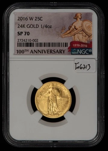 2016-W 25c 1/4 oz Gold Standing Liberty Centennial - NGC SP 70 - SKU-G6213