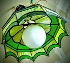Vintage 21 Inch Tiffany Style Stained Slag Glass Ceiling Light ROUND CHANDELIER
