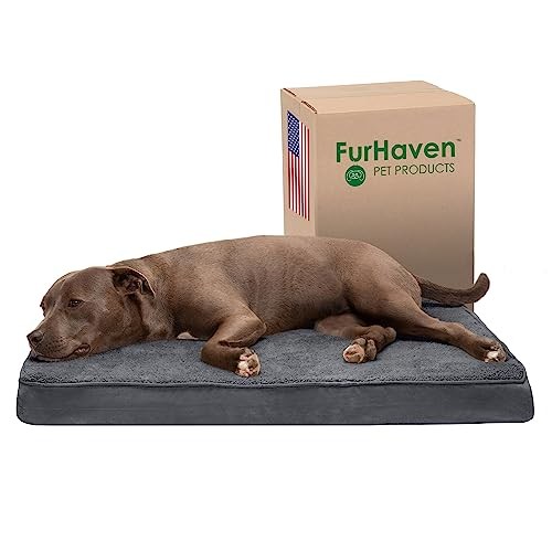 Cooling Gel Dog Bed for Medium Dogs with Removable Gray Terry & Suede Cover