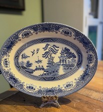 Willow English Ironstone Vintage Oval Dinner/ Serving Plate 30cm