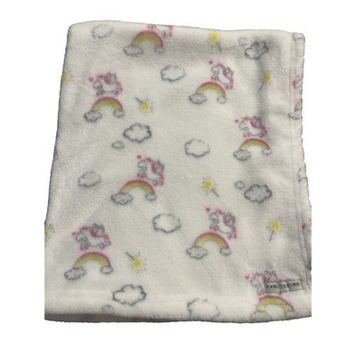 Blankets & Beyond Baby Blanket Unicorn Rainbow Cloud Fleece White Pink Wand Wing
