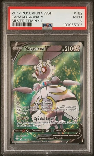 PSA 9 MINT Magearna V 182/195 Silver Tempest FULL ART Pokemon Card