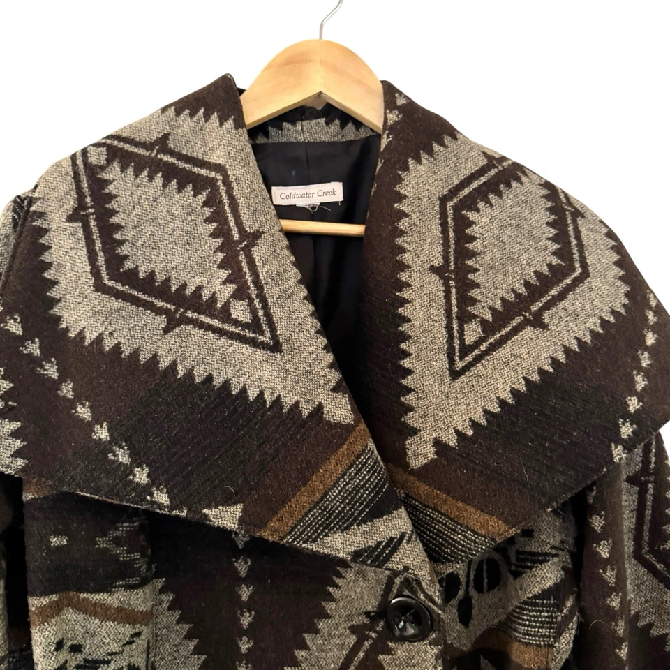 Abrigo envolvente de lana Coldwater Creek Southwestern mantón mediano azteca occidental Foto 3 de 4