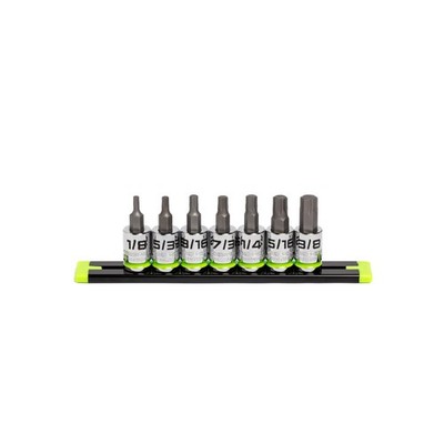 GRIPEDGE HEX Bit Socket Set | 7-PC - 3/8'' Drive Short SAE RPT Hex Driver Set |