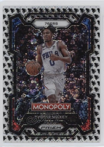 2023-24 Panini Prizm Monopoly Man Black & White Tyrese Maxey #68 da9