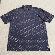 Footjoy Polo Shirt Mens Extra Large Blue Purple Cocktails AOP Performance Golfer