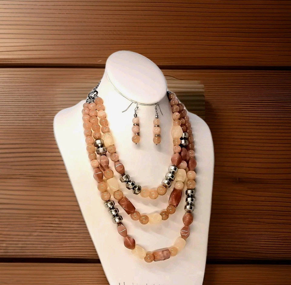 CHICO'S Charming Strawberry 🍓 石英 12 英寸 L 项链 + 匹配 2 英寸 L 耳环 Ju2 — 第 2/4 张图片