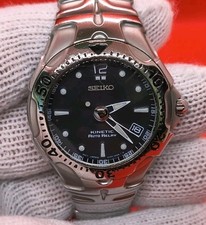 Orologio Uomo SEIKO Kinetic Auto Relay 5J22-0A50 Quadrante Nero GIAPPONE Nuovo Condensatore 