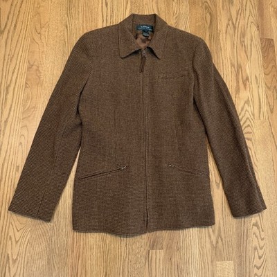 Vintage Lauren Ralph Lauren Wool Full Zip Jacket Women s Size 8 Lined Brown
