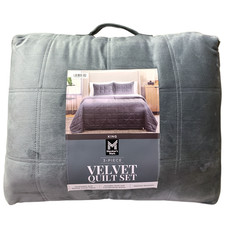 Member's Mark 3 Piece Super Soft Velvet Quilt Set King, Grey