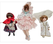 3 Porcelain Dolls Lot All In Excellent Condition, Bride Missing 1 Shoe/F/ 99