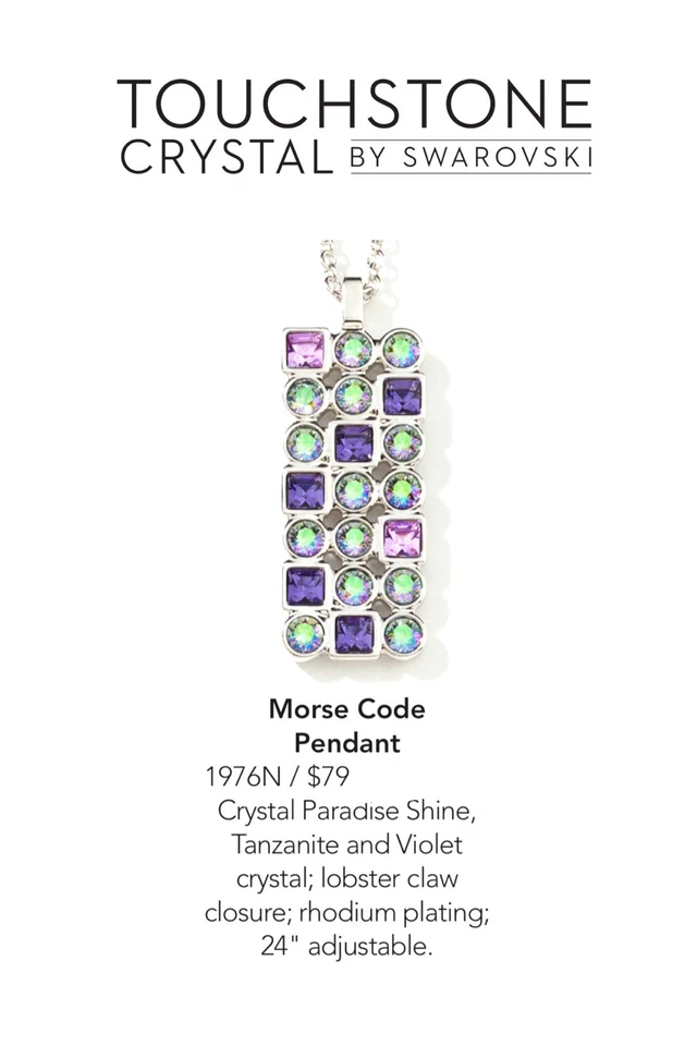 Touchstone Crystal Swarovski Morse Code Pendant Necklace - Image 2 of 4
