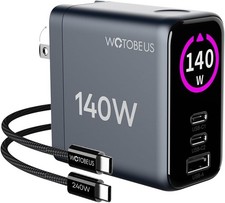 140W USB-C Fast Wall Charger for MacBook Pro, iPhone 17, 16, 15, 6Ft Cable