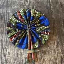 African Fabric Print Folding Fan