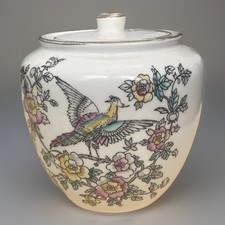 Antique Crown Devon Fieldings Fortnum & Mason Bird Of Paradise Storage Jar