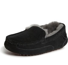 Fireside By Dearfoams Men's Melbourne Genuine Shearling Moccasin Size 11 Black