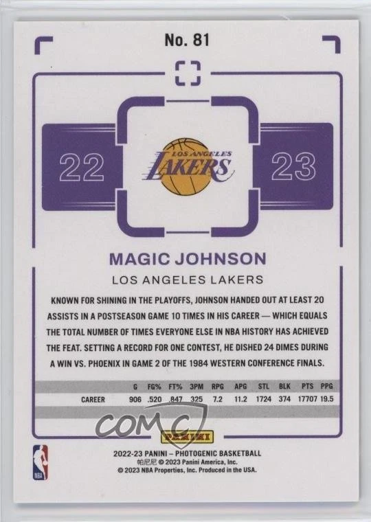 2022-23 Panini Photogenic Magic Johnson #81 HOF - Image 2 of 2