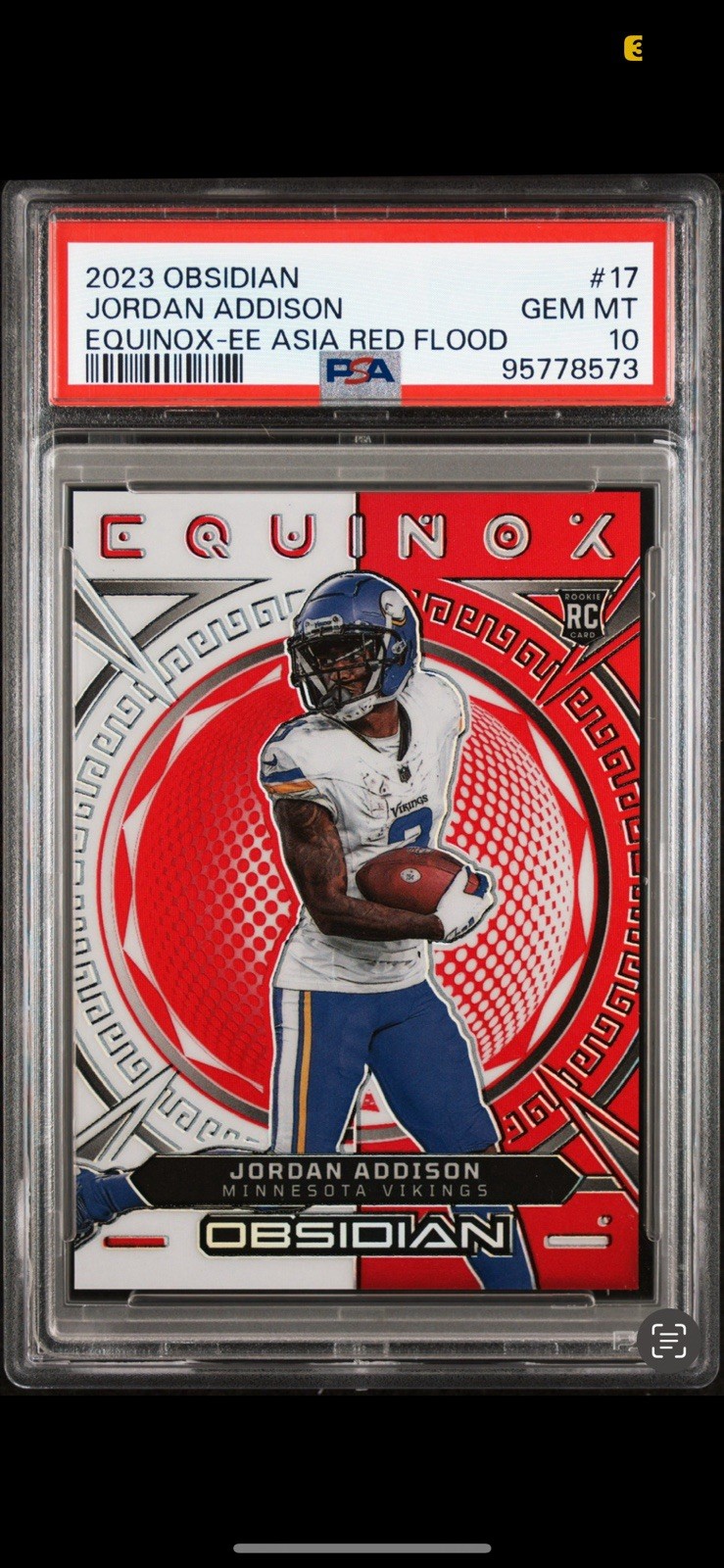 Jordan Addison Panini Obsidian Equinox #17 Electric Etch Asia Red Flood