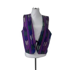 Vintage 90s Guatemalan Purple Striped Vest Unisex Boho M/L